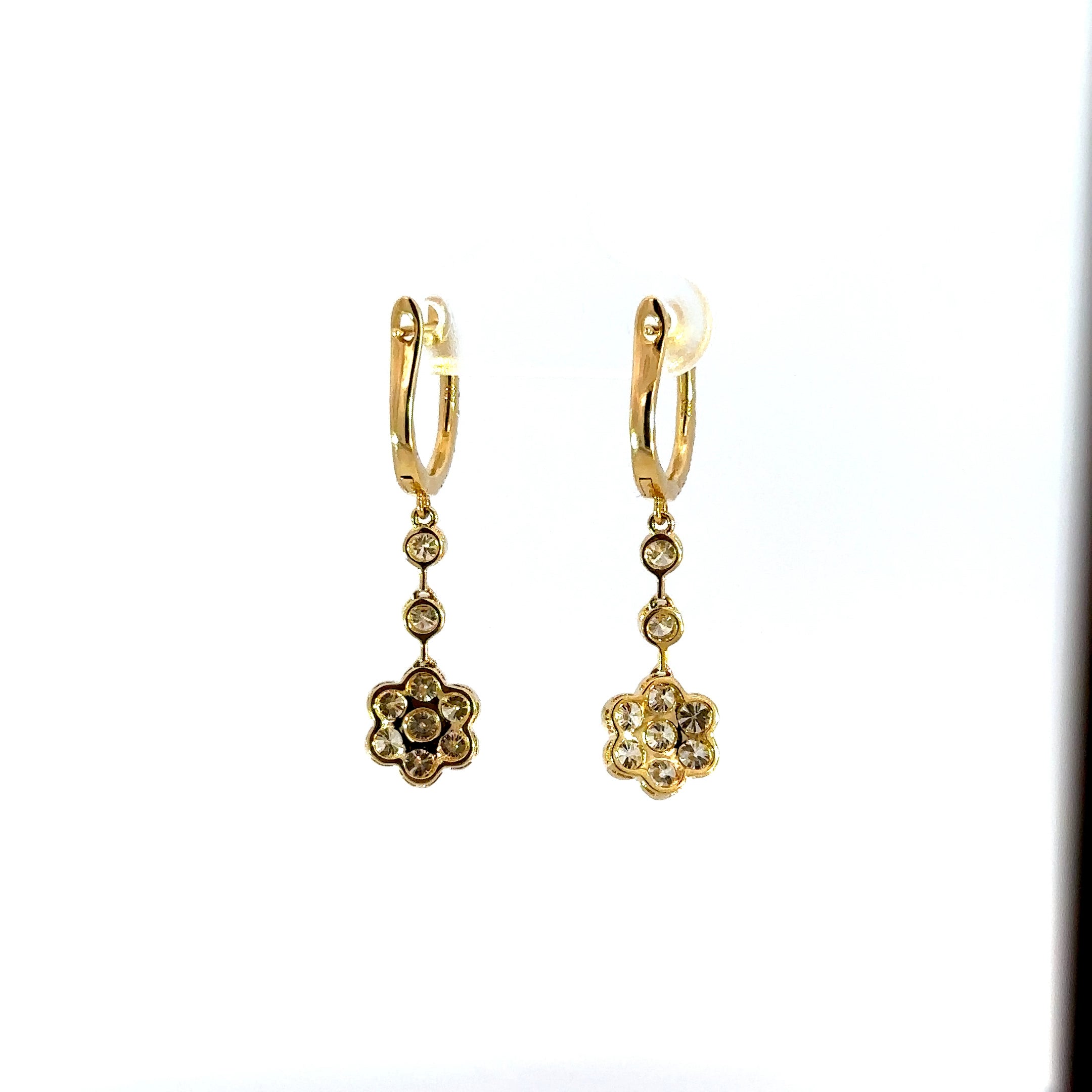18kt yg Diamond Flower Dangle