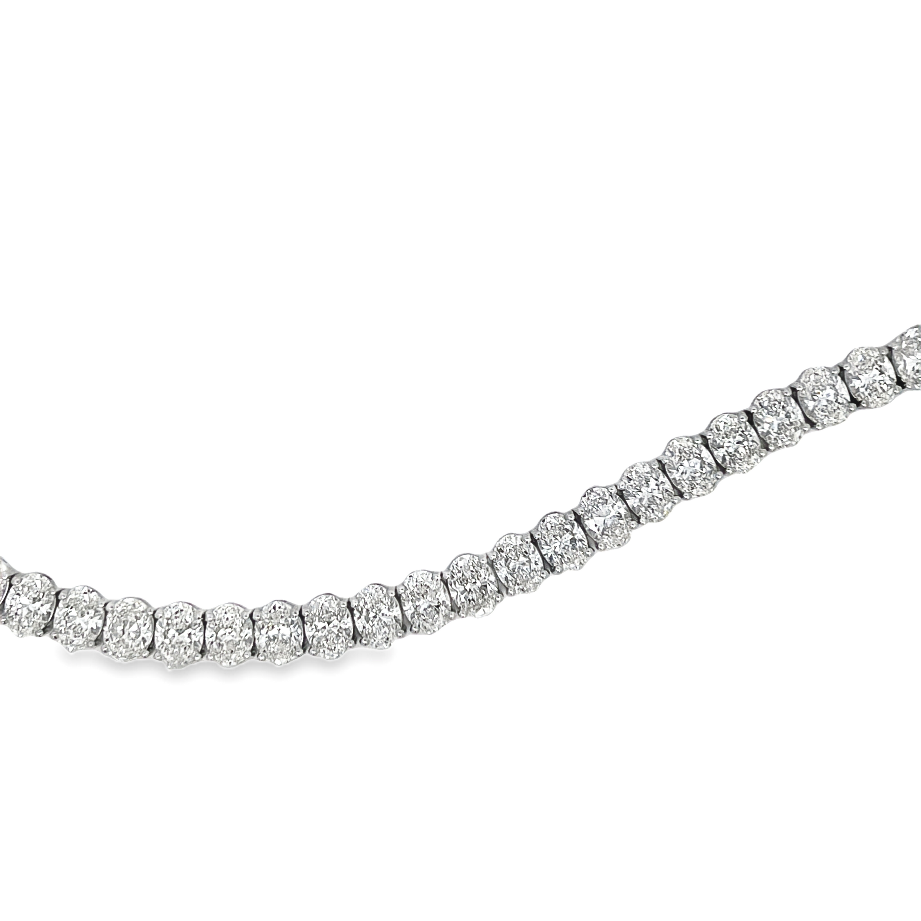 Platinum Oval Cut Diamond Tennis Bracelet – 30.50 Carats of Diamonds