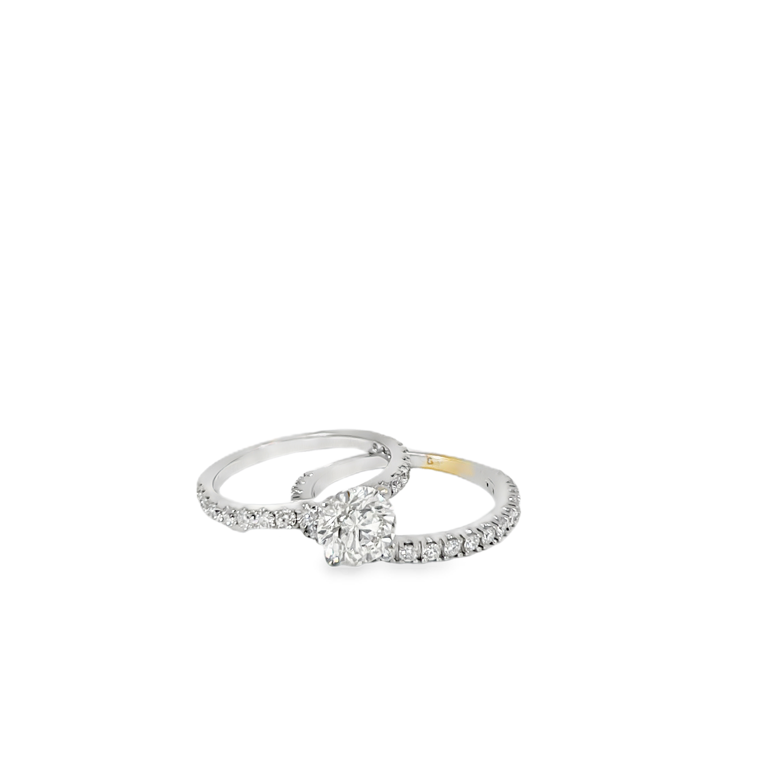 Estate 14K White Gold 1.50 Carat EGL Certified Round Brilliant Diamond Bridal Set