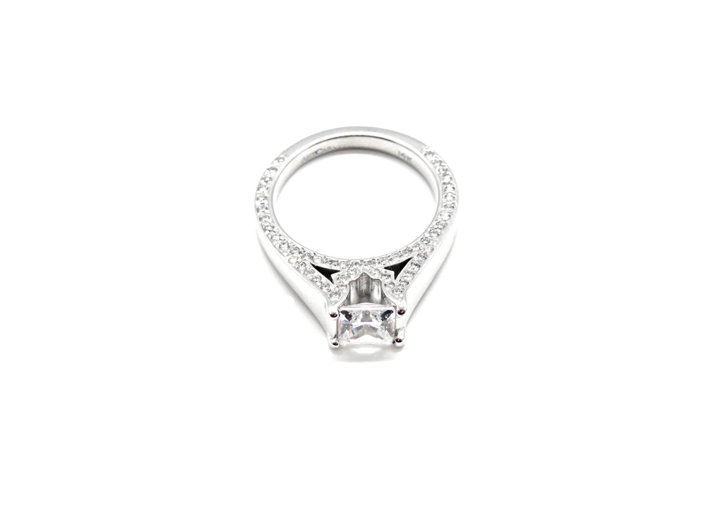 14kt White Gold Semi-mount Art-Carved Design Diamond Engagement Ring