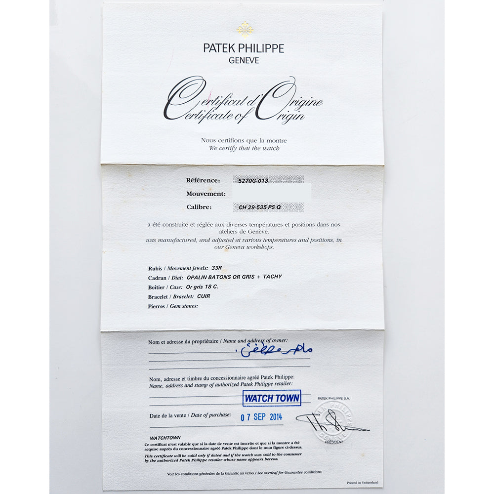 Grand Complications Perpetual Calendar Chronograph 41mm White Gold 5270G-013