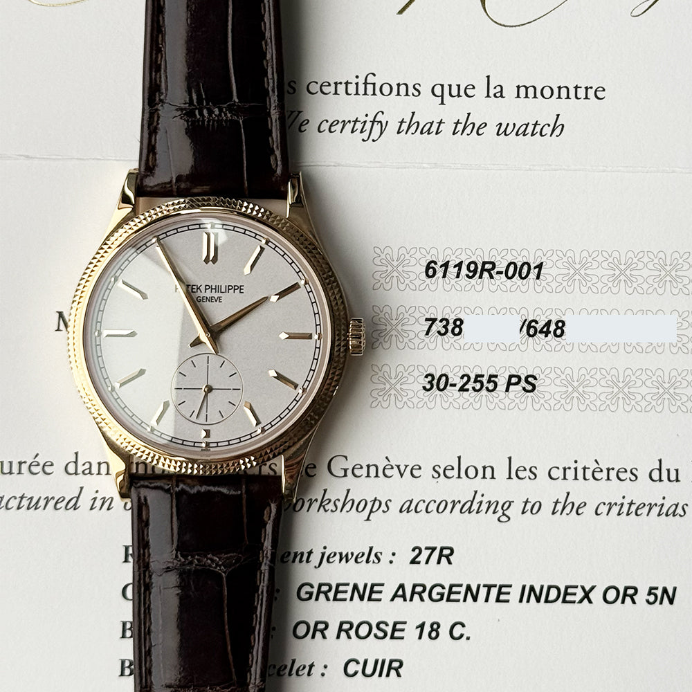 Calatrava 39mm Manual Clou De Paris Rose Gold 6119R-001