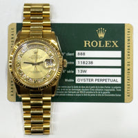 Day-Date President 36mm Yellow Gold Fluted Bezel 118238MR