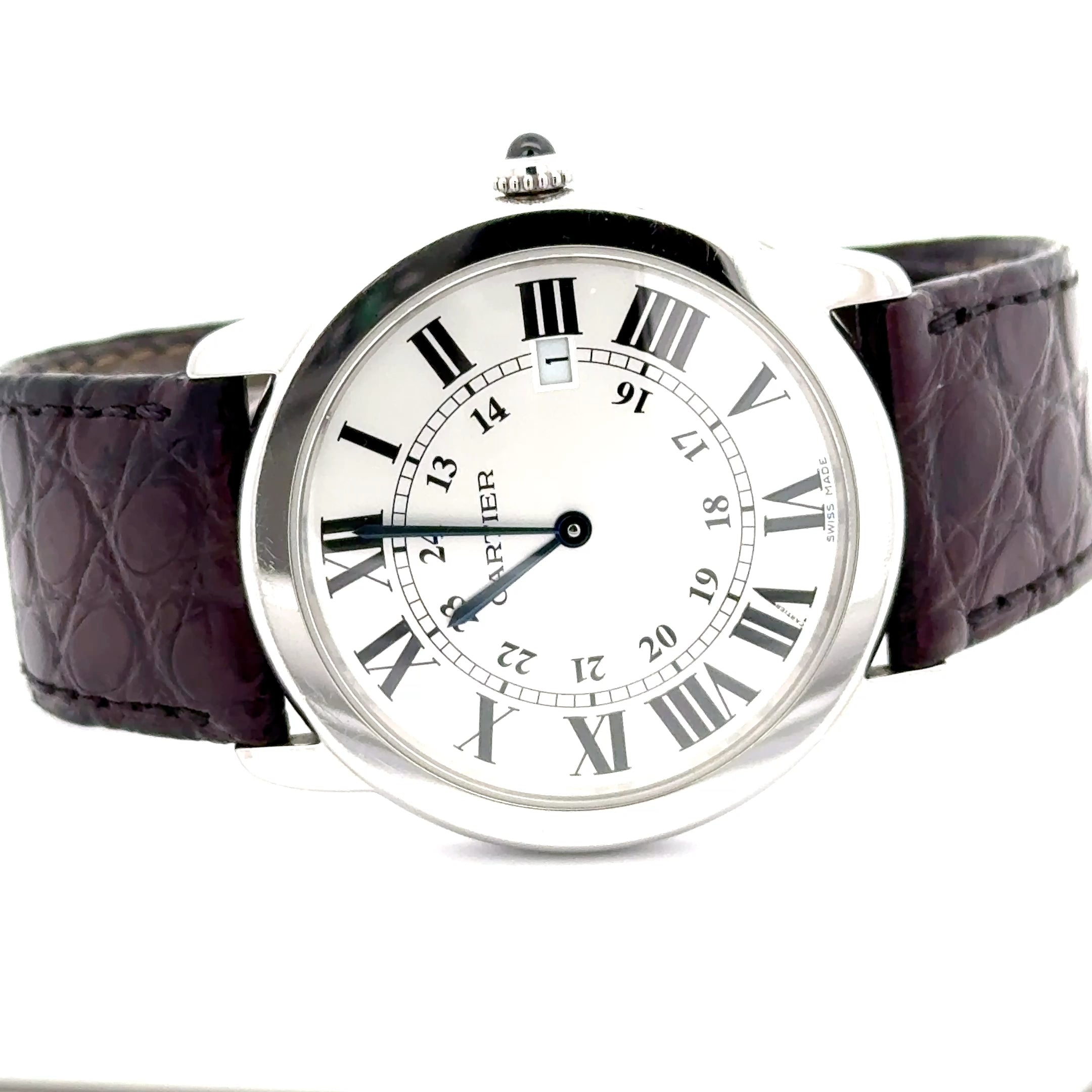 Pre-Owned Cartier Ronde Solo Watch 36mm Roman Dial Leather Band