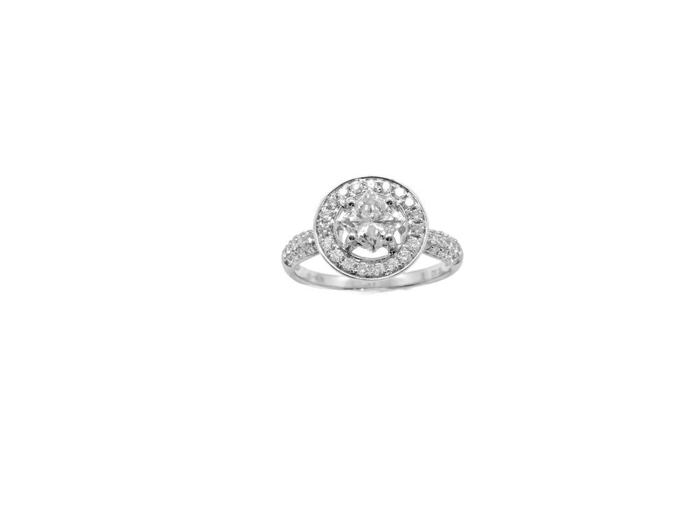 18kt White Gold Princess-Cut Halo Diamond Engagement Ring