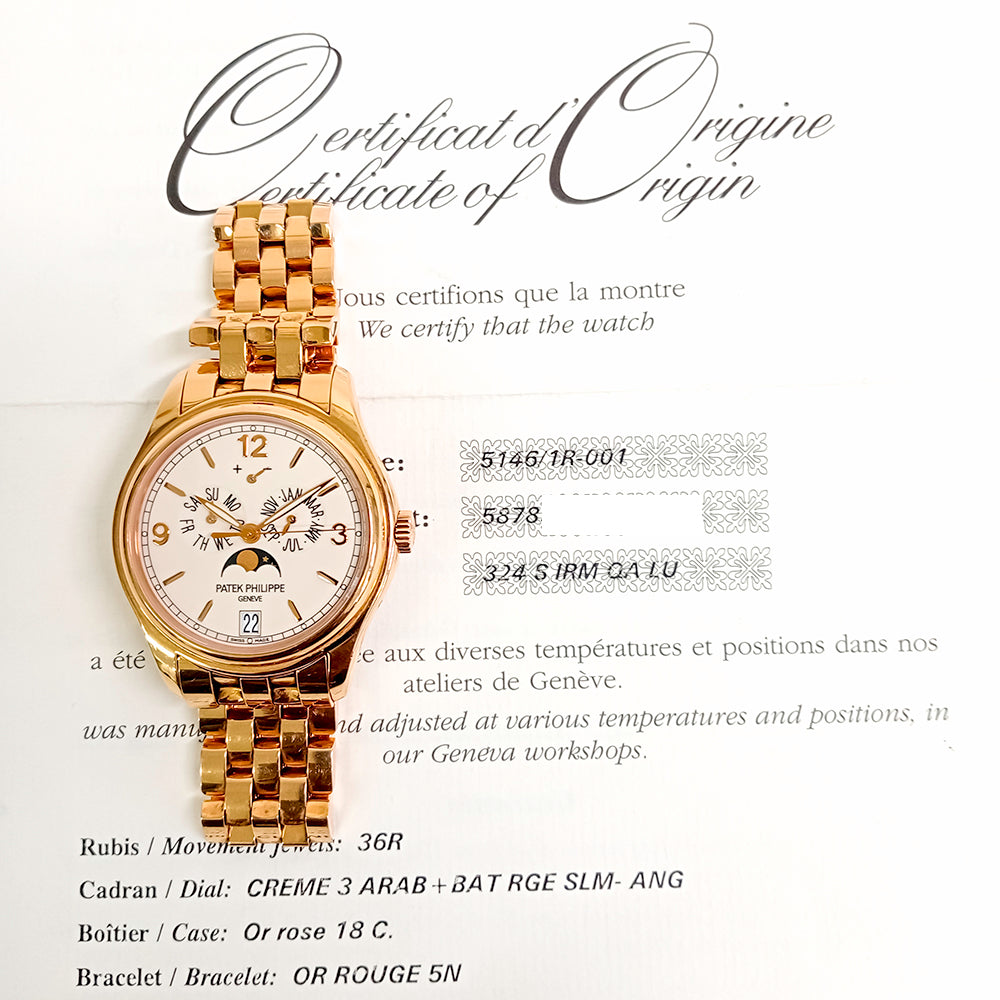 Annual Calendar Moon Phases 39mm Rose Gold 5146/1R-001