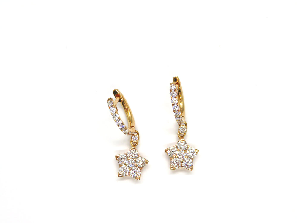 18kt Rose Gold Drop Style Star Diamond Earrings