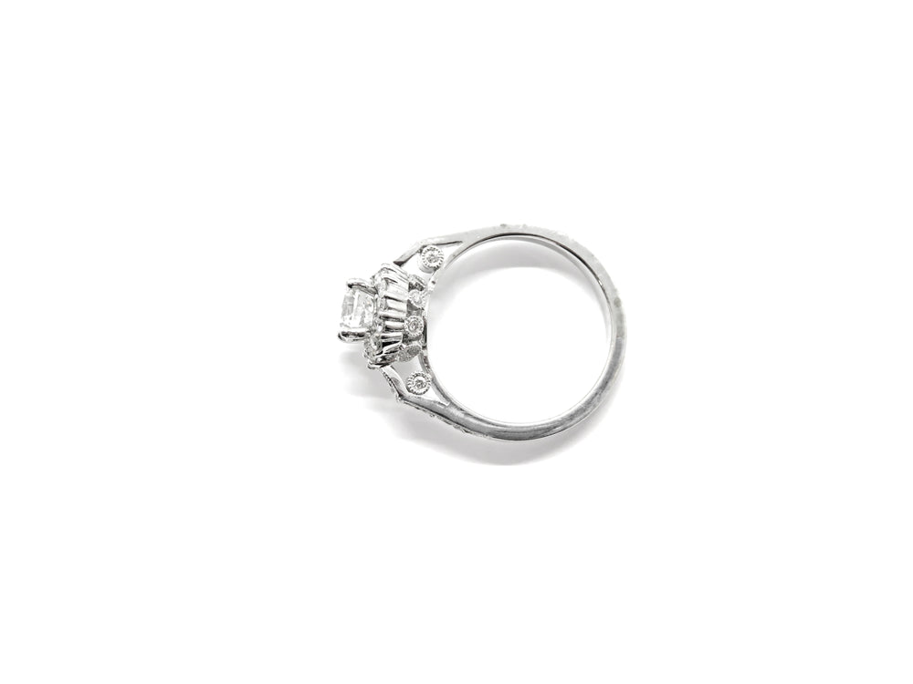 14K White Gold Diamond Halo Engagement Ring