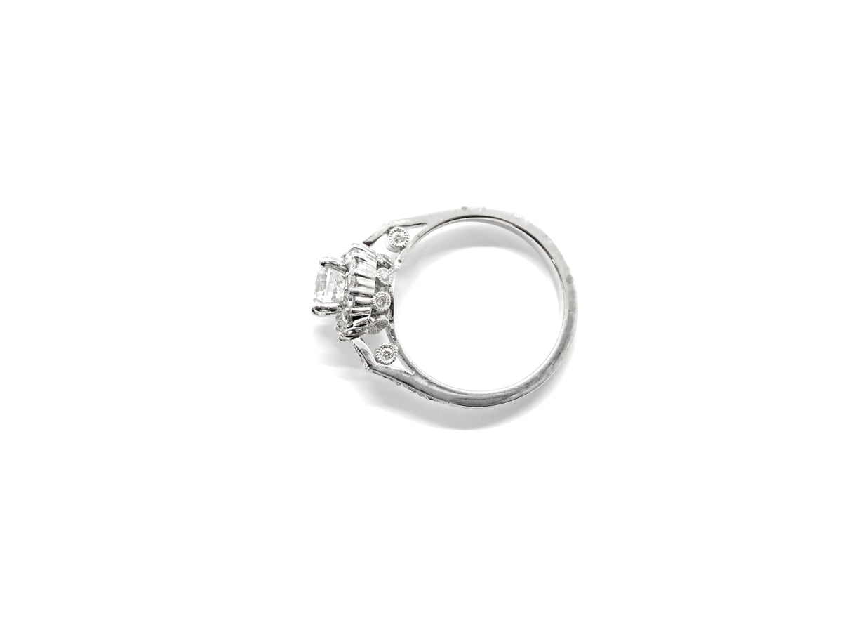 14K White Gold Diamond Halo Engagement Ring