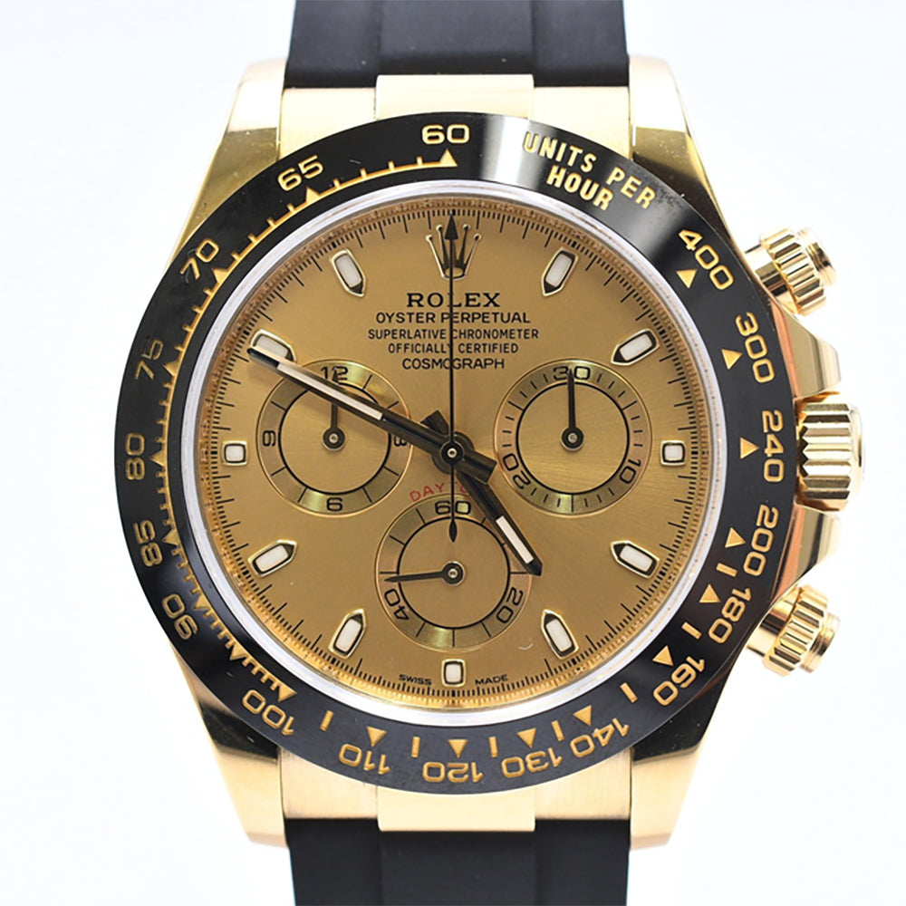 Daytona Yellow Gold On Strap 116518LN