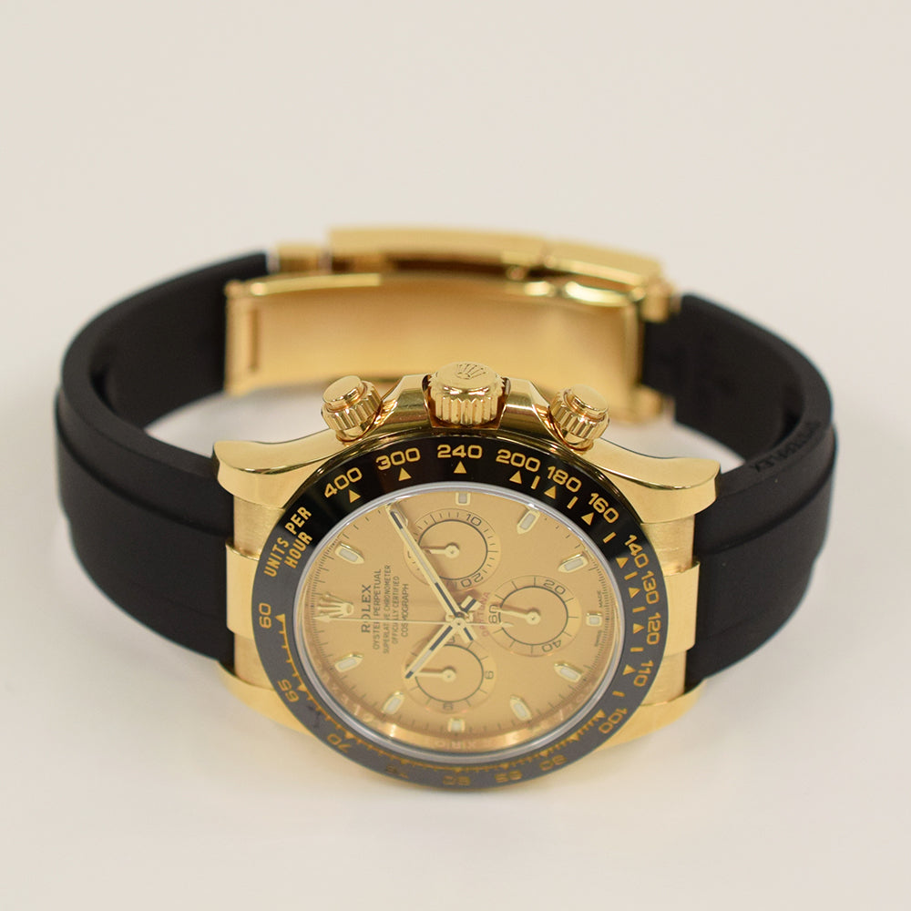 Daytona Yellow Gold On Strap 116518LN