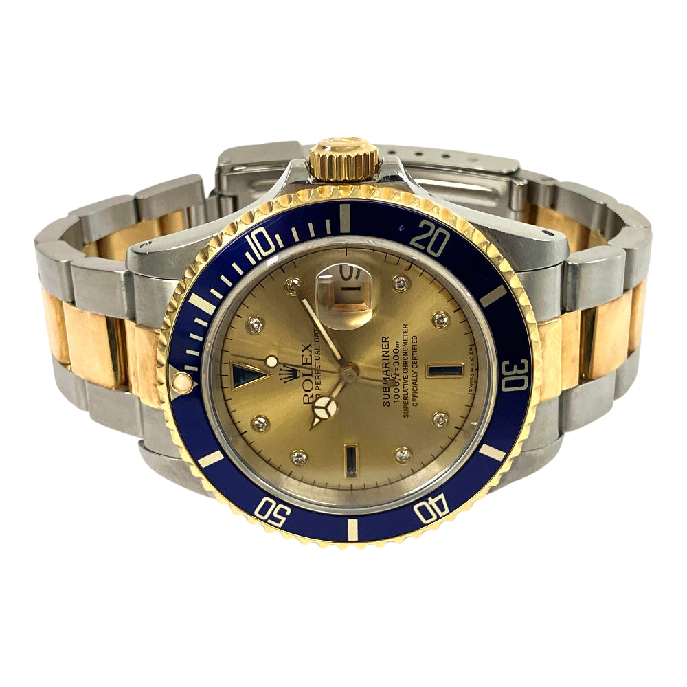 Submariner Date 40mm Blue Bezel "Serti Dial" Steel and Yellow Gold 16613SG