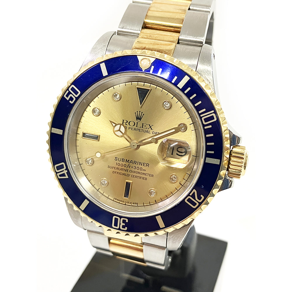 Submariner Date 40mm Blue Bezel "Serti Dial" Steel and Yellow Gold 16613SG
