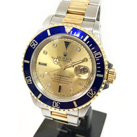 Submariner Date 40mm Blue Bezel "Serti Dial" Steel and Yellow Gold 16613SG