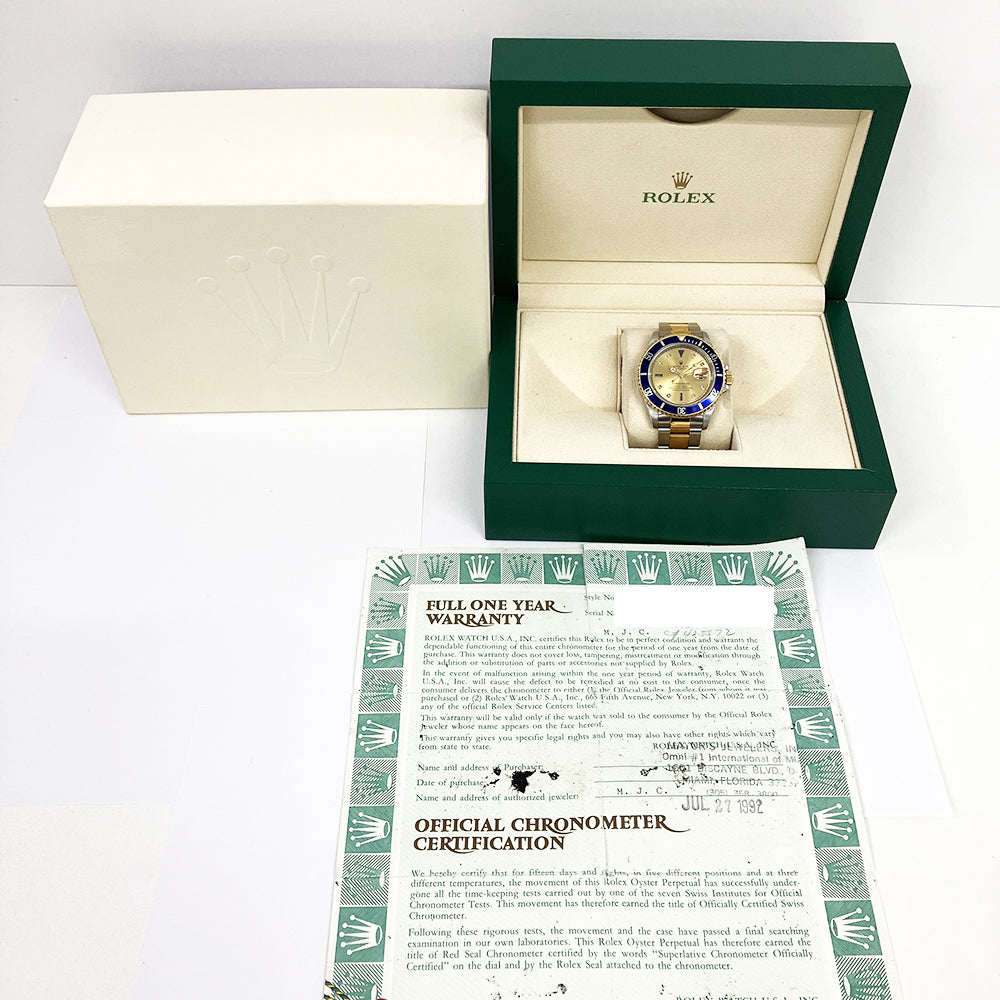Submariner Date 40mm Blue Bezel "Serti Dial" Steel and Yellow Gold 16613SG