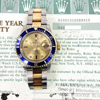 Submariner Date 40mm Blue Bezel "Serti Dial" Steel and Yellow Gold 16613SG