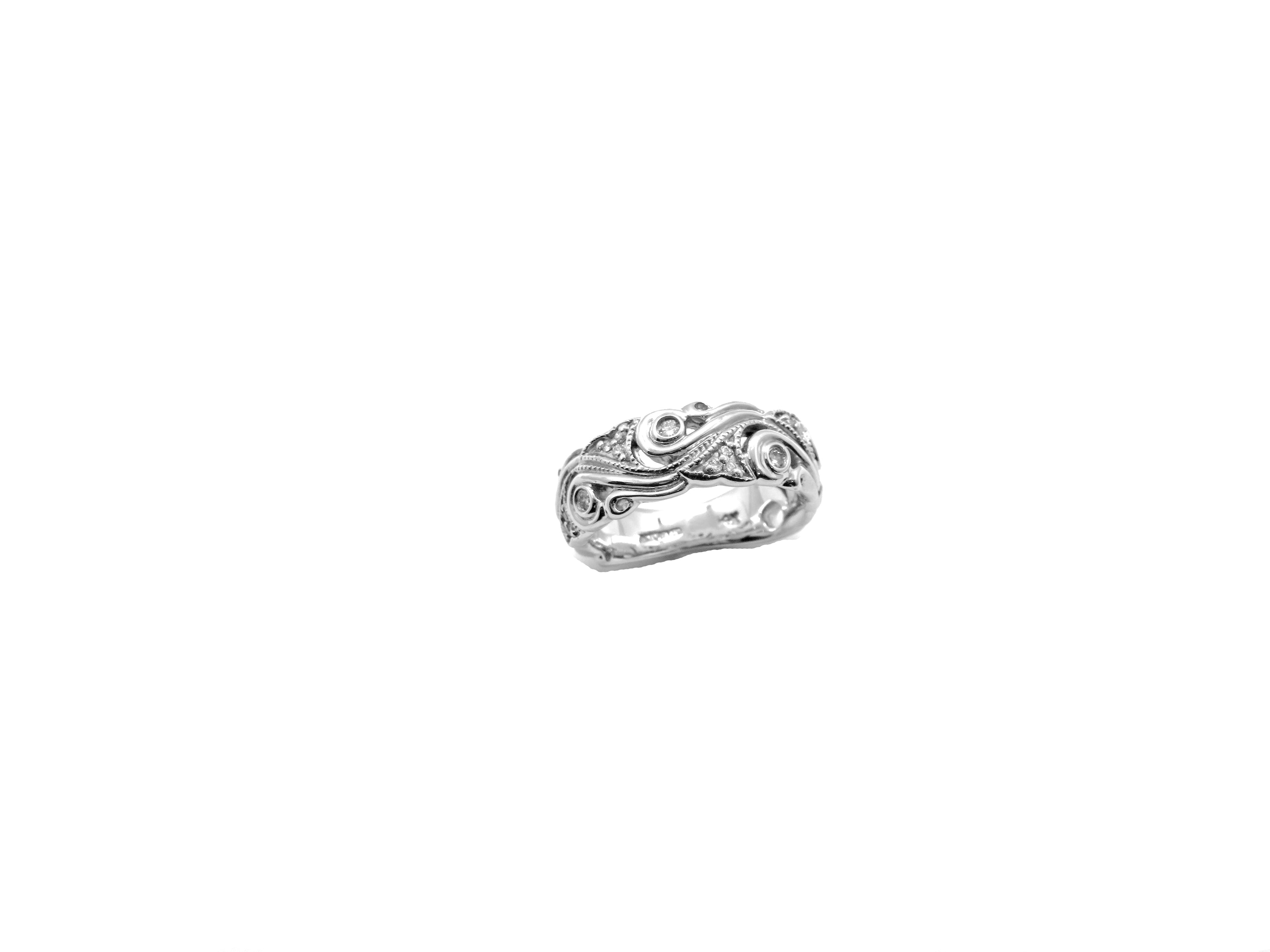 ArtCarved “Katie” 14K White Gold Diamond Wedding Band