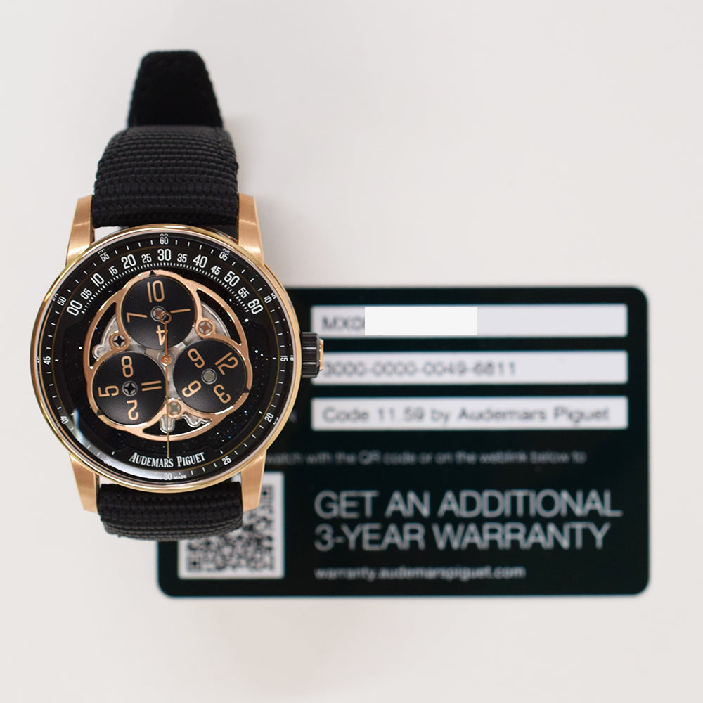 Code 11.59 Starwheel 41mm Rose Gold on Black Textured Rubber Strap 15212NR.OO.A002KB.01