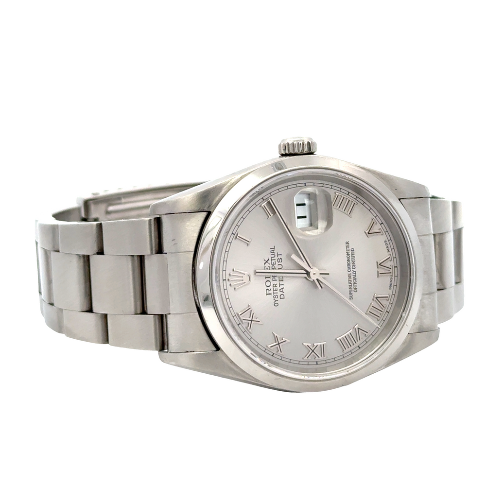 Pre-Owned Rolex Datejust 36 Stainless Steel Silver Roman Dial 2002