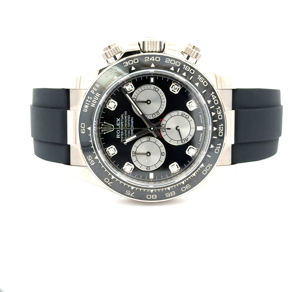 Rolex Daytona 126519LN White Gold Black Diamond Dial Oysterflex 40mm