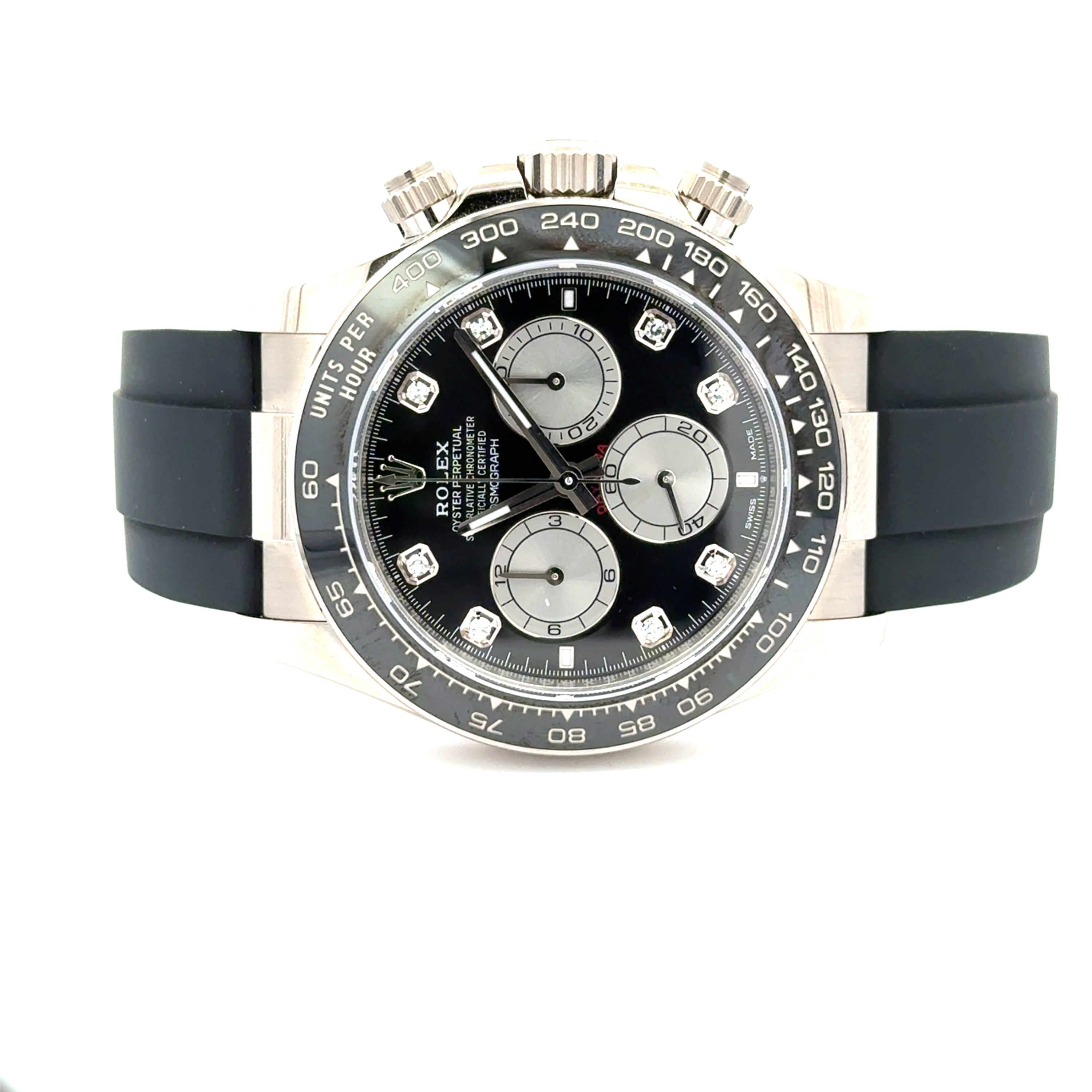 Rolex Daytona 126519LN White Gold Black Diamond Dial Oysterflex 40mm