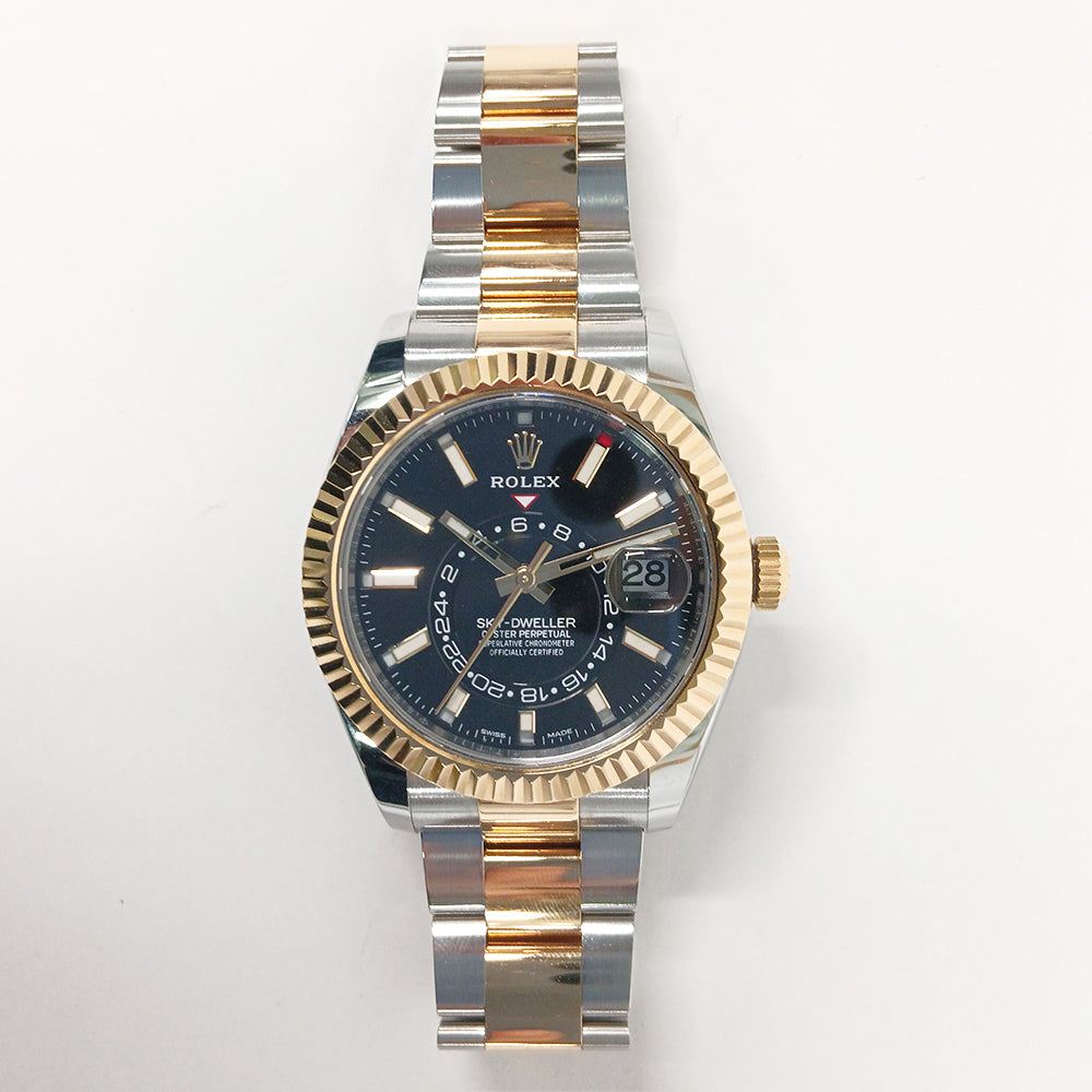 Sky-Dweller 42mm Fluted Bezel Steel and Yellow Gold 326933