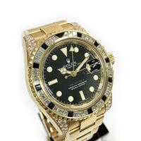 GMT-Master II 40mm Diamond & Black Sapphire Bezel Diamond Lugs  Yellow Gold 116758SANR