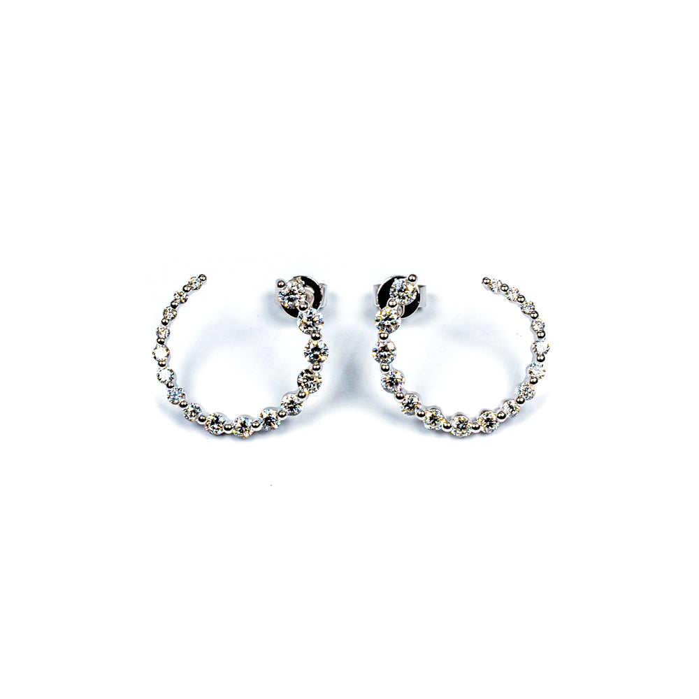 14kt White Gold Crescent Shape Diamond Earrings