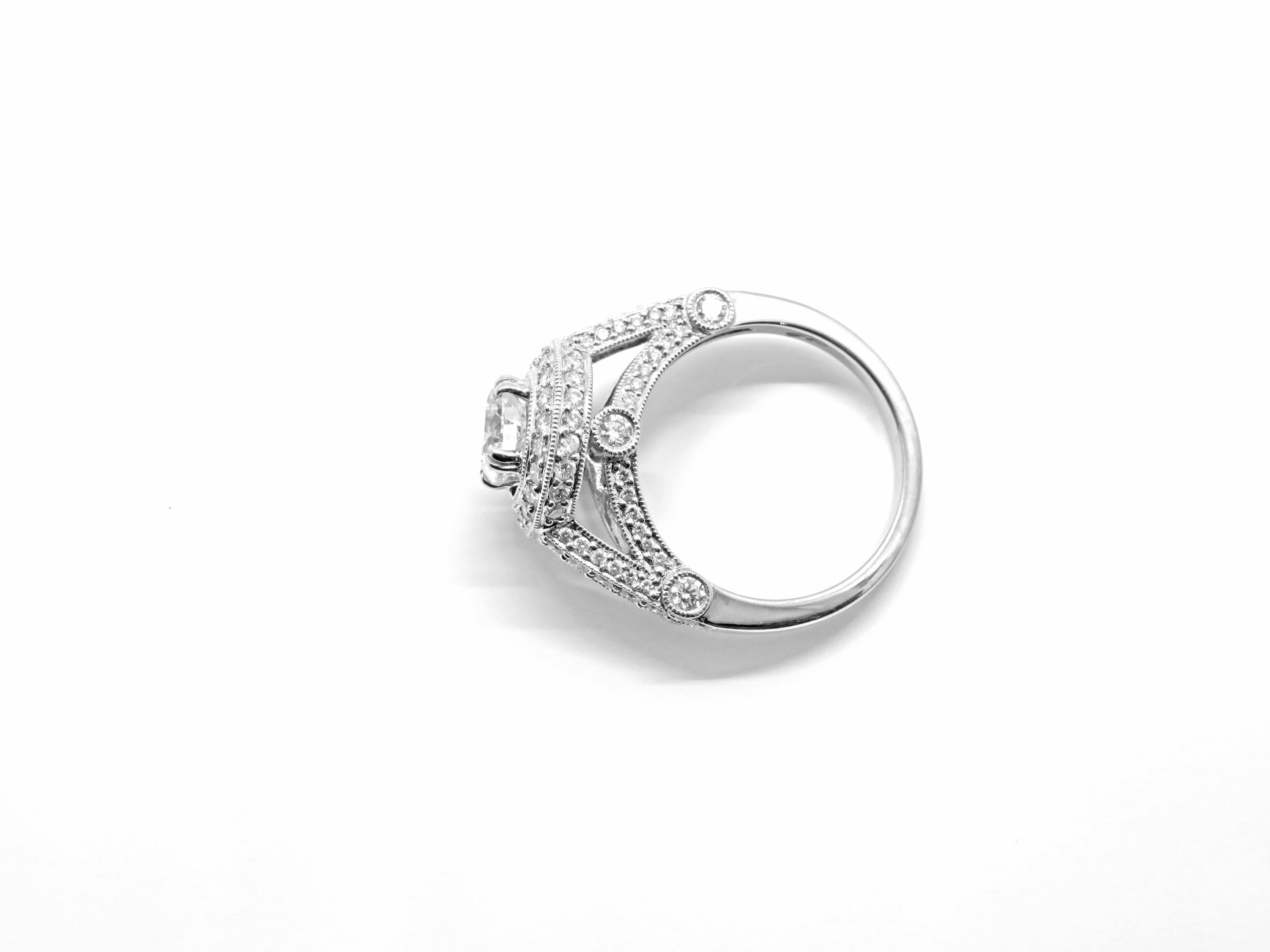 14k White Gold Halo Diamond Engagement Ring