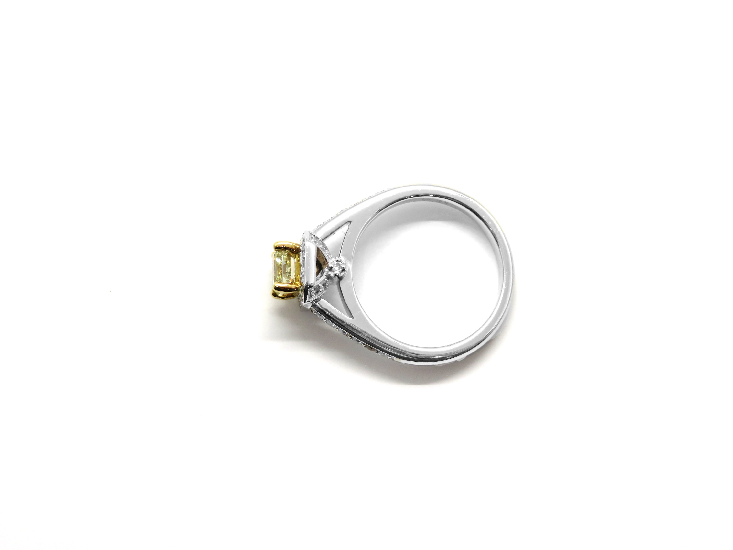 18k Two-Tone Fancy Yellow Princess Cut Diamond Ring