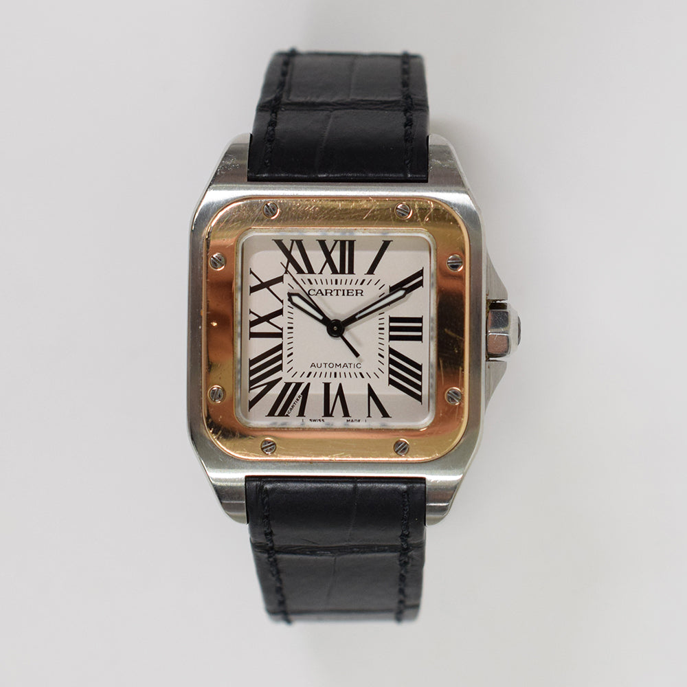 Santos 100 Steel/Rose Gold Bezel - 44.2mm x 35.6mm W20107X7