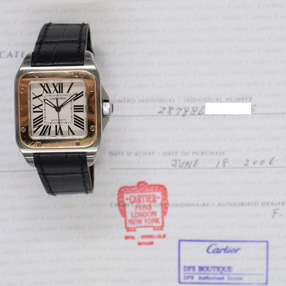 Santos 100 Steel/Rose Gold Bezel - 44.2mm x 35.6mm W20107X7