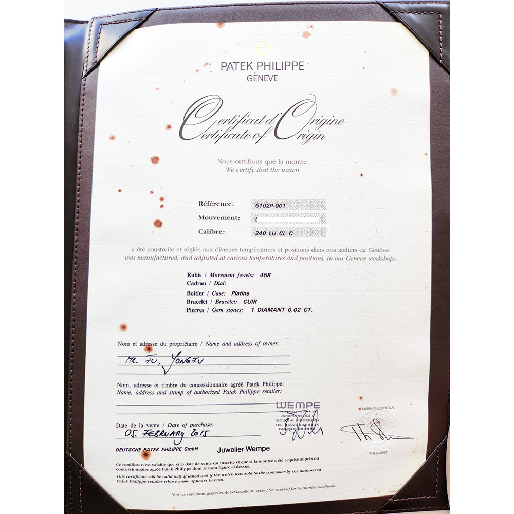 Grand Complications Celestial 44mm Platinum  6102P-001