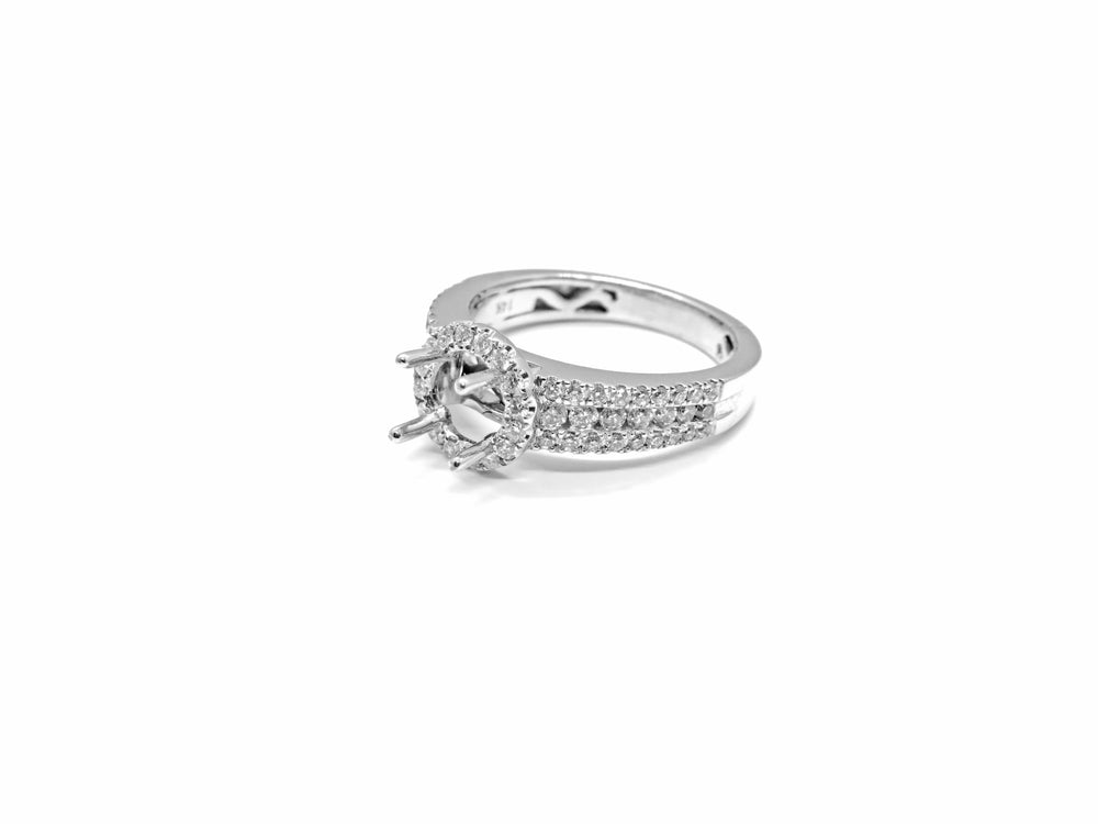 14K White Gold Diamond Semi Mount Engagement Ring