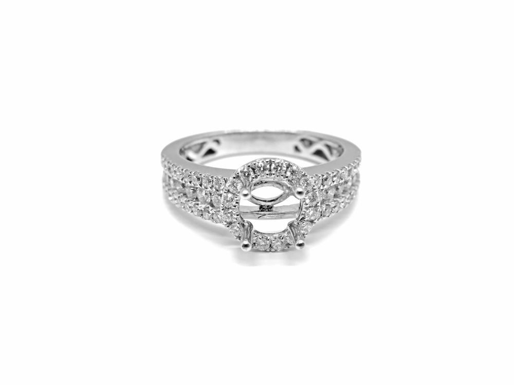 14K White Gold Diamond Semi Mount Engagement Ring