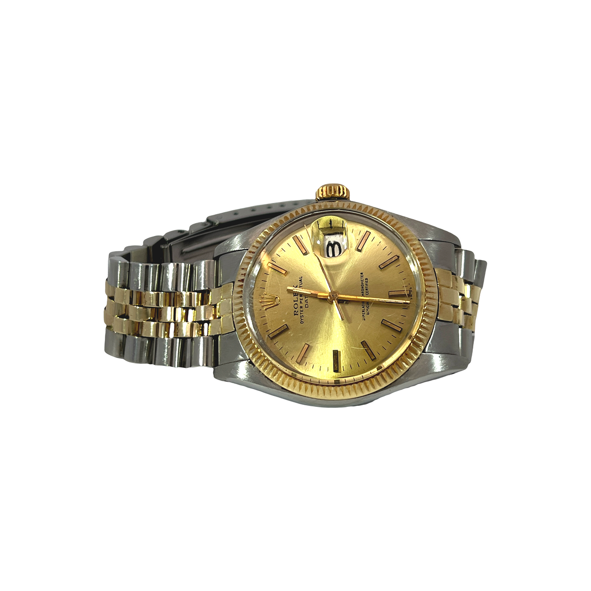 Pre-Owned 1974 Rolex Oyster Perpetual Date 34mm 14K Yellow Gold & Stainless Steel Watch Ref. 1500