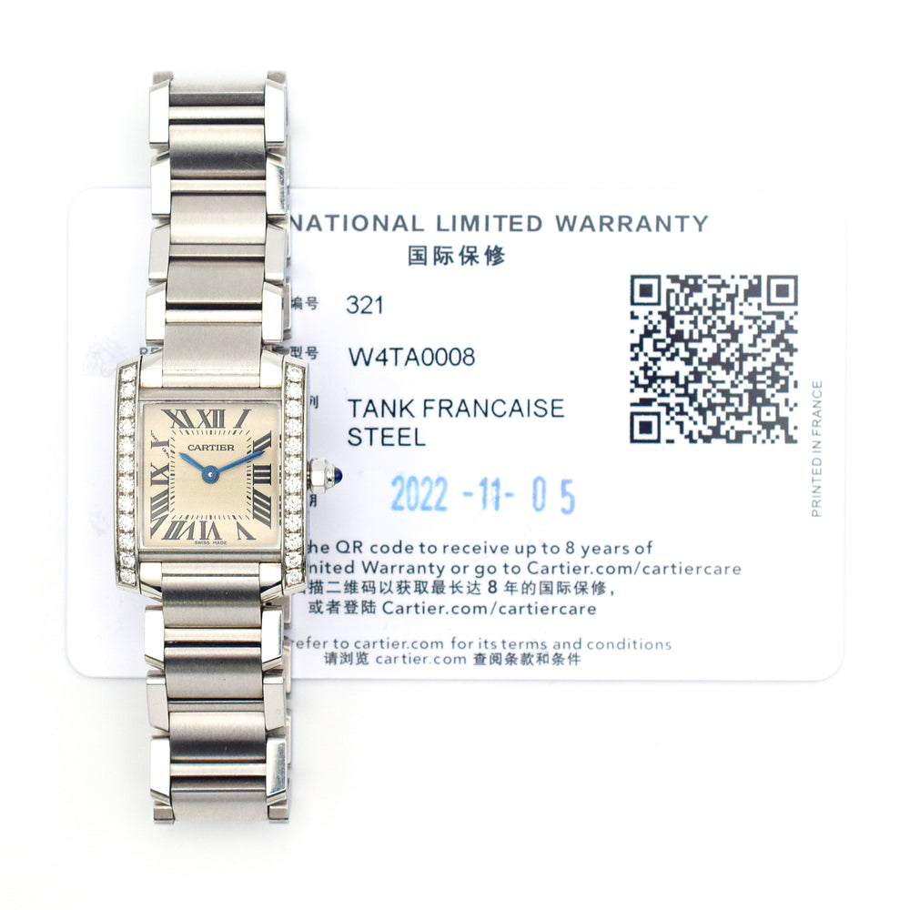 Tank Française Small Diamond Bezel - Steel - 25mm x 20mm W4TA0008