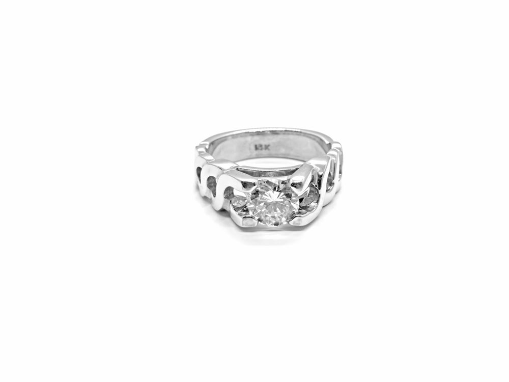 14k White Gold Abstract Engangement Ring
