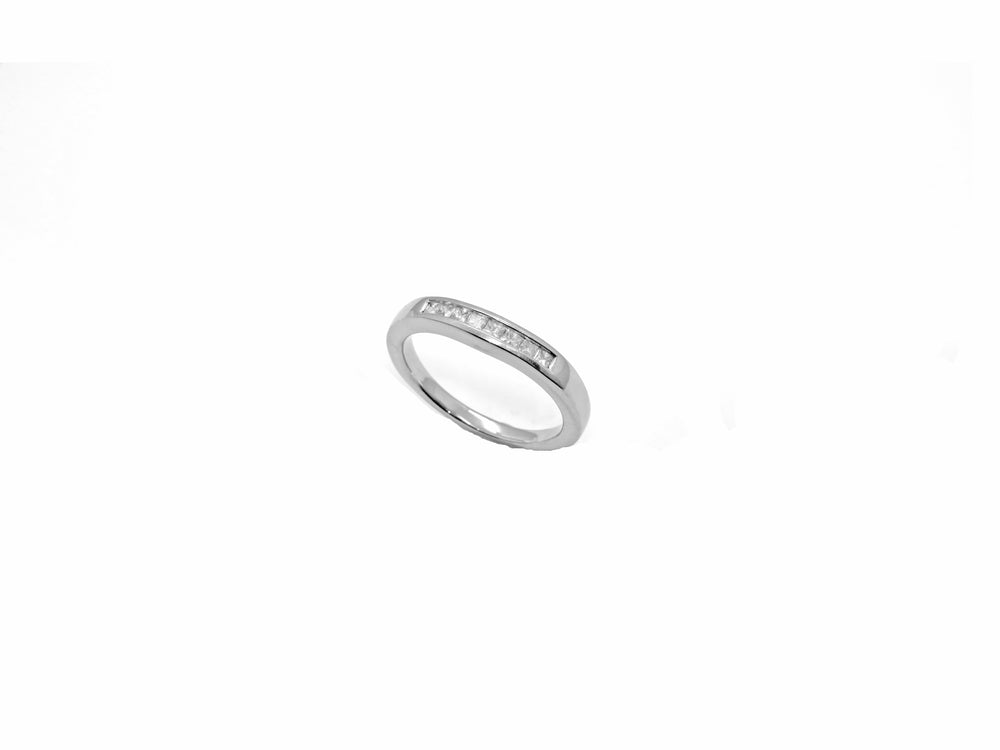 14K White Gold Channel Set Diamond Band