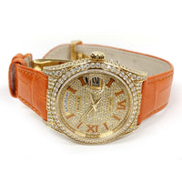 Day-Date 36mm Diamond Bezel Diamond Case Yellow Gold on Strap 128158RBR