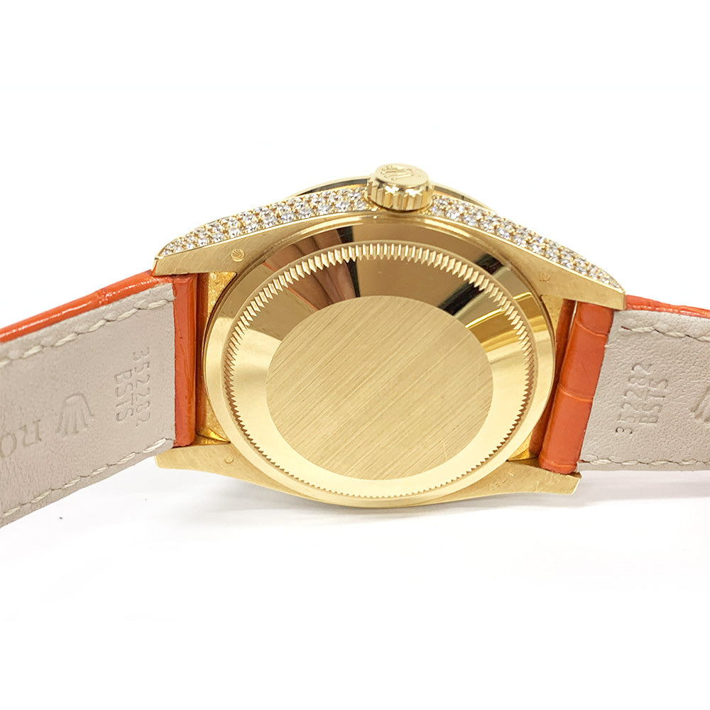 Day-Date 36mm Diamond Bezel Diamond Case Yellow Gold on Strap 128158RBR