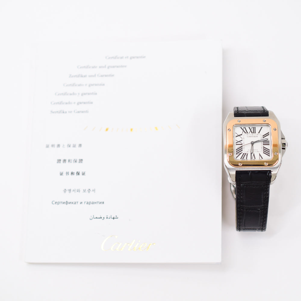 Santos 100 Steel/Rose Gold Bezel - 44.2mm x 35.6mm W20107X7