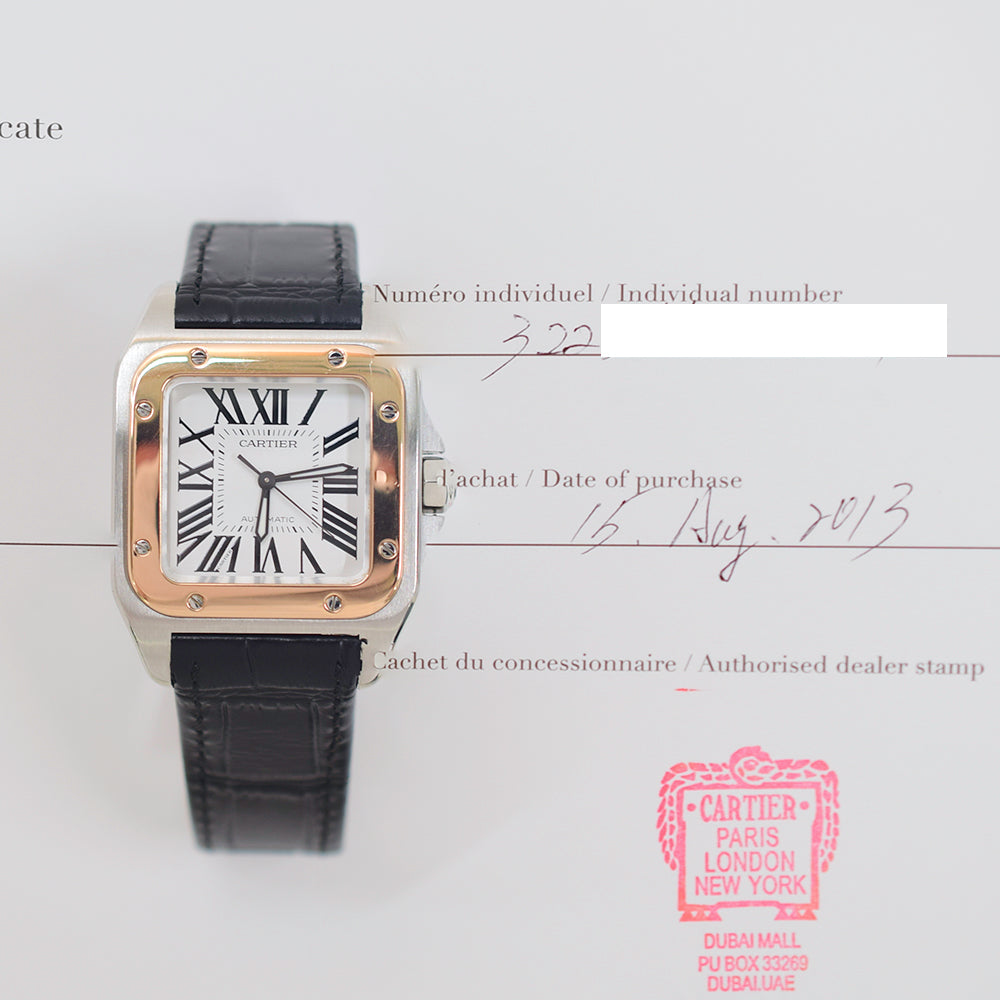 Santos 100 Steel/Rose Gold Bezel - 44.2mm x 35.6mm W20107X7