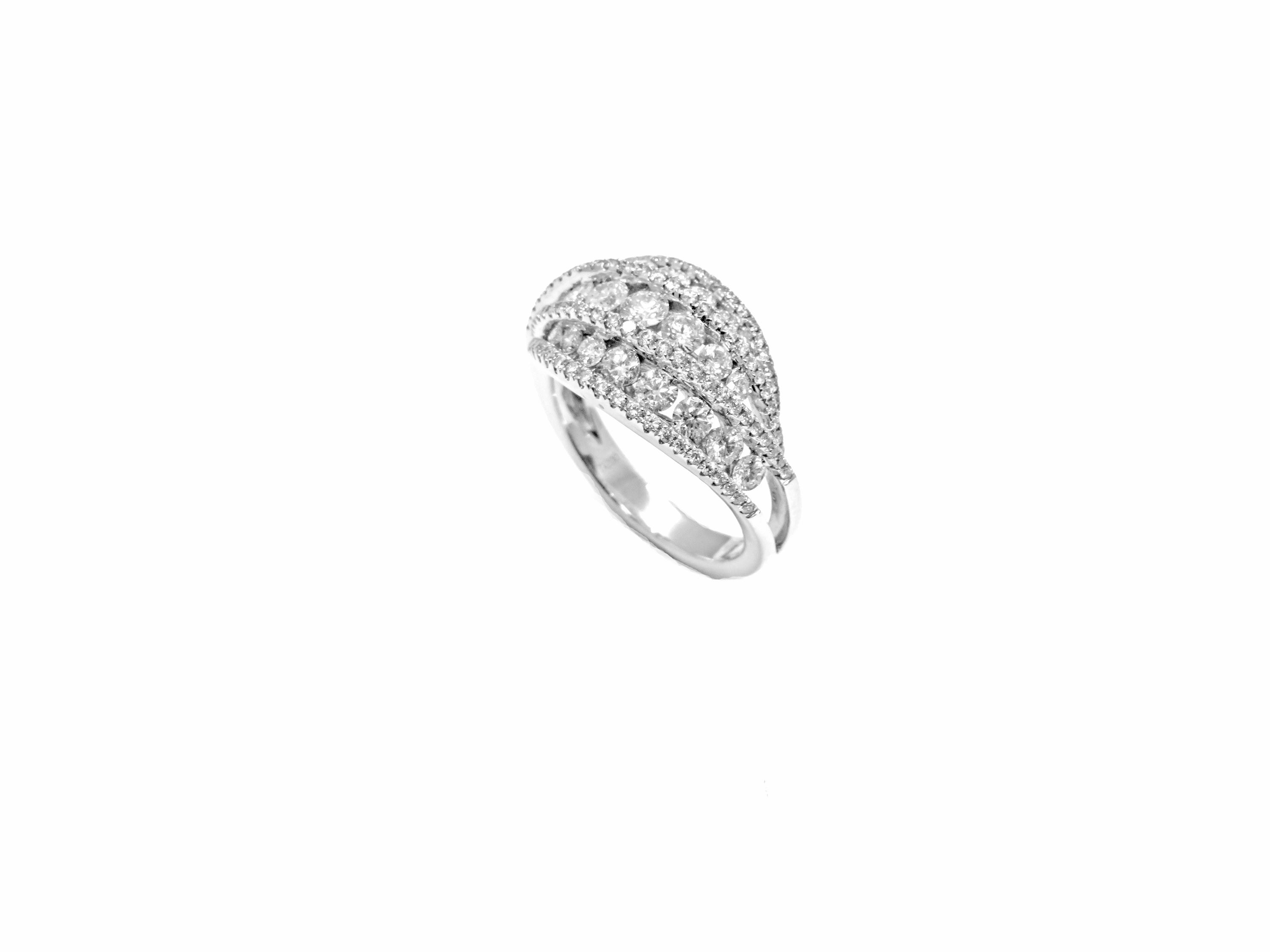 18kt wg 3 row dia ring, 2.50 c