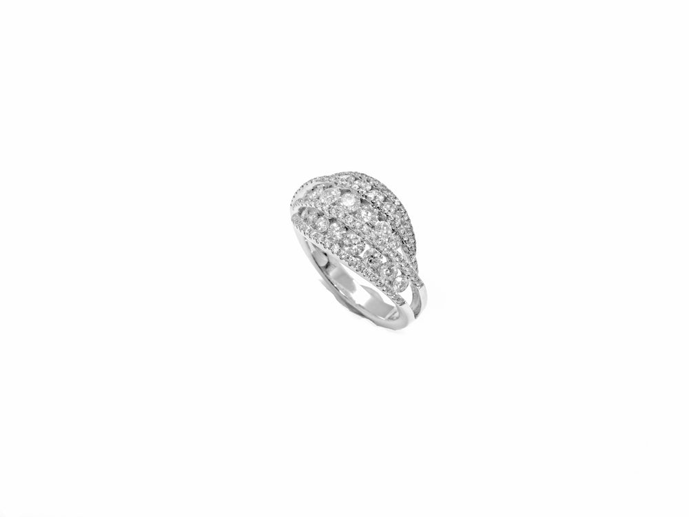 Gregg Ruth 18K White Gold Three-Row Diamond Ring – 2.50 Carat