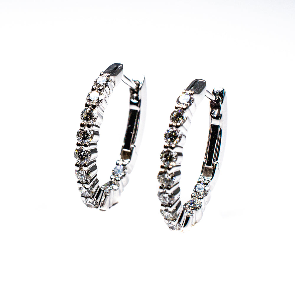 14kt White Gold In and Out Diamond Hoop Earrings