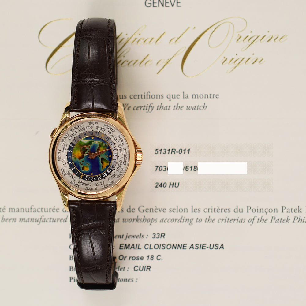 World Time 40mm Cloisonne Enamel Dial Rose Gold  5131R-011