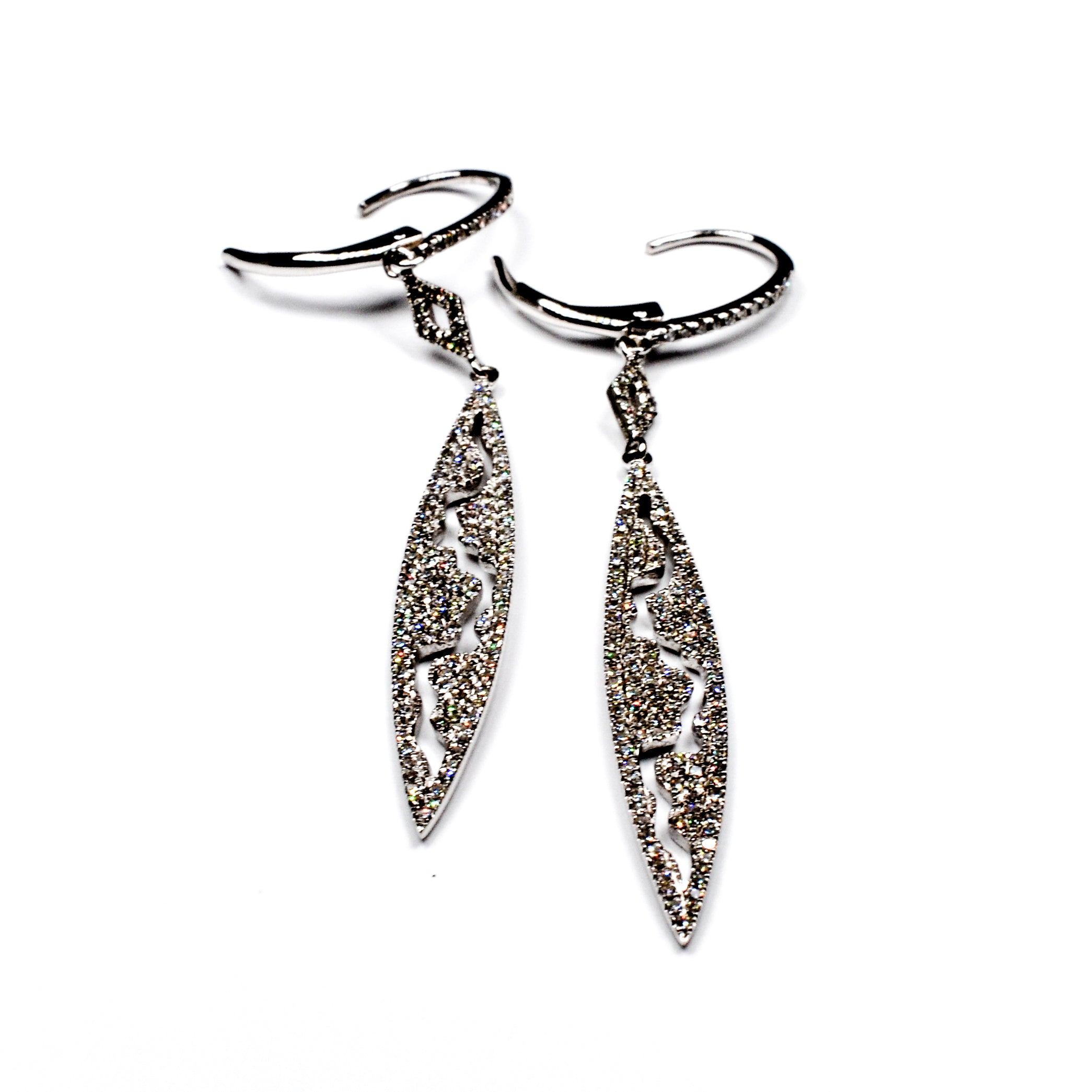 14kt White Gold Diamond Drop Style Earrings