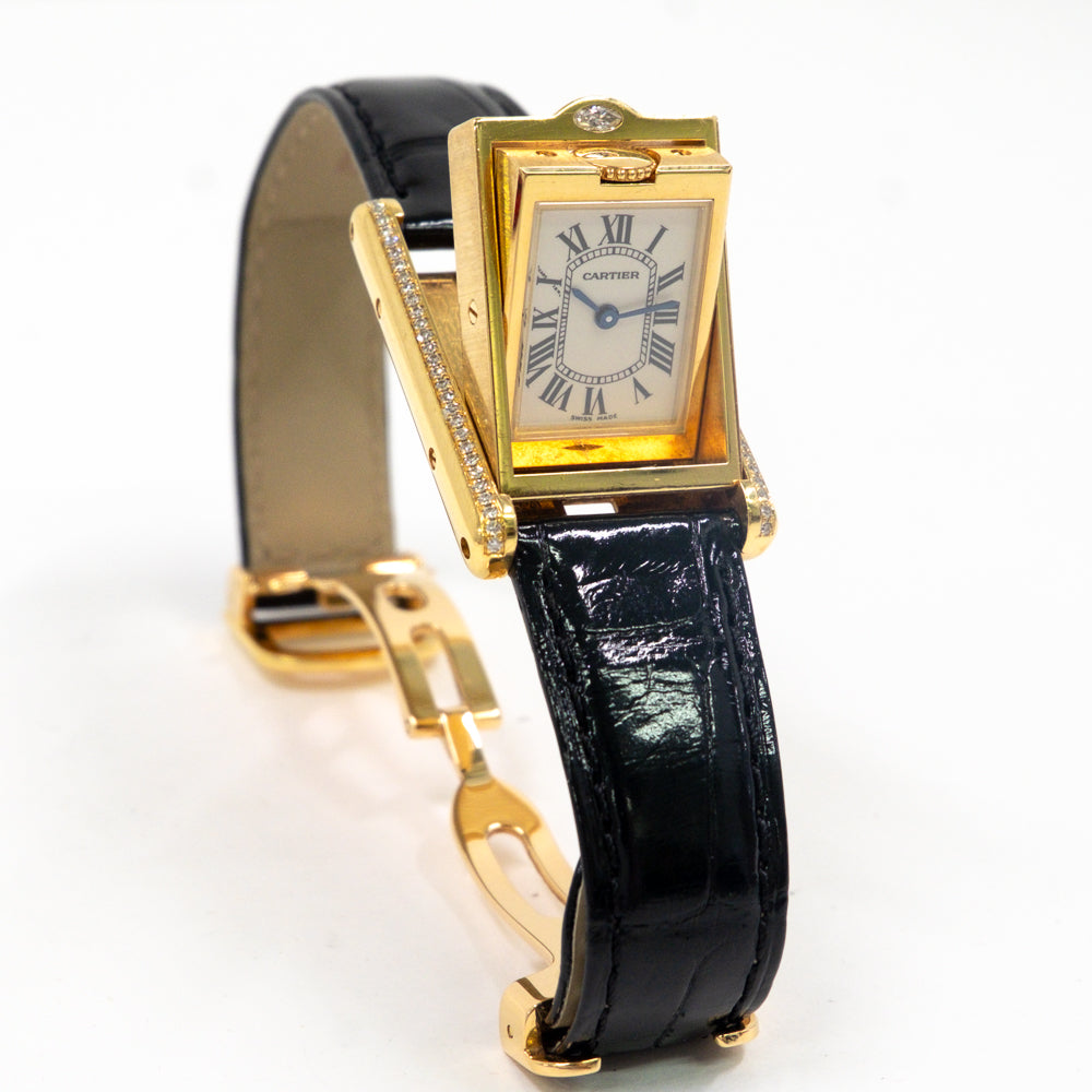 Tank Basculante Quartz Diamond Bezel - 23mm x 37mm - Yellow Gold WA202251