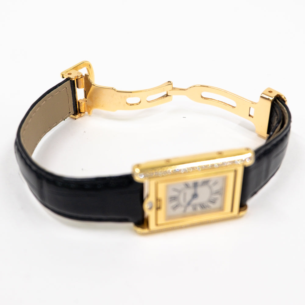 Tank Basculante Quartz Diamond Bezel - 23mm x 37mm - Yellow Gold WA202251